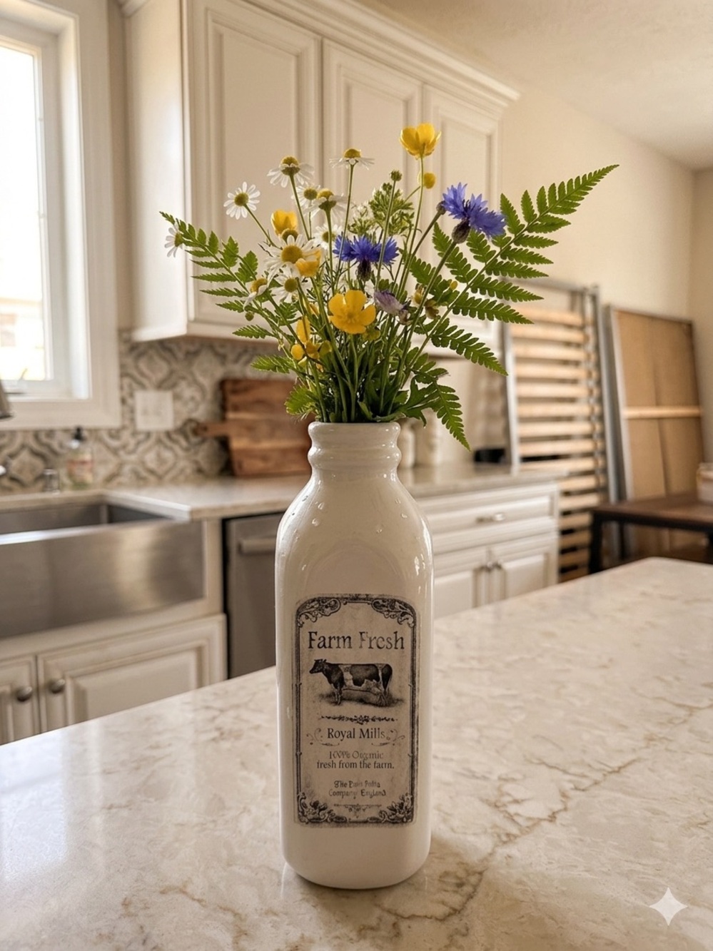 Farm Fresh Royal Mills Farmhouse Ceramic Decorative Milk Bottle